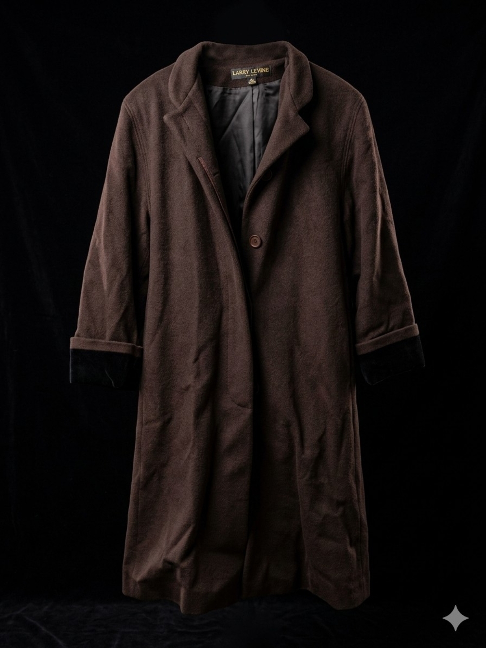 Larry Levine Dark Brown Wool Trench Coat
